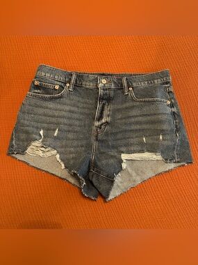 Lucky Brand Frayed Hem Distressed Denim Shorts - Blue